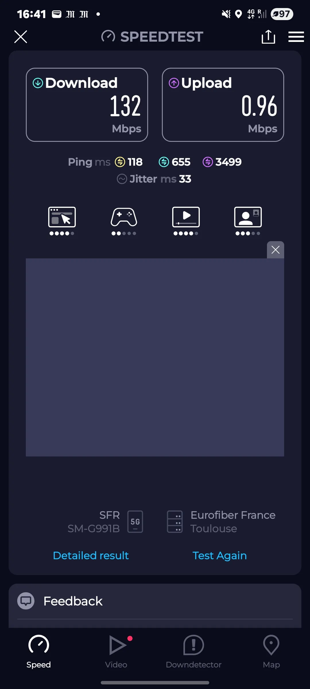 Speedtest screenshot Balma Lasbordes